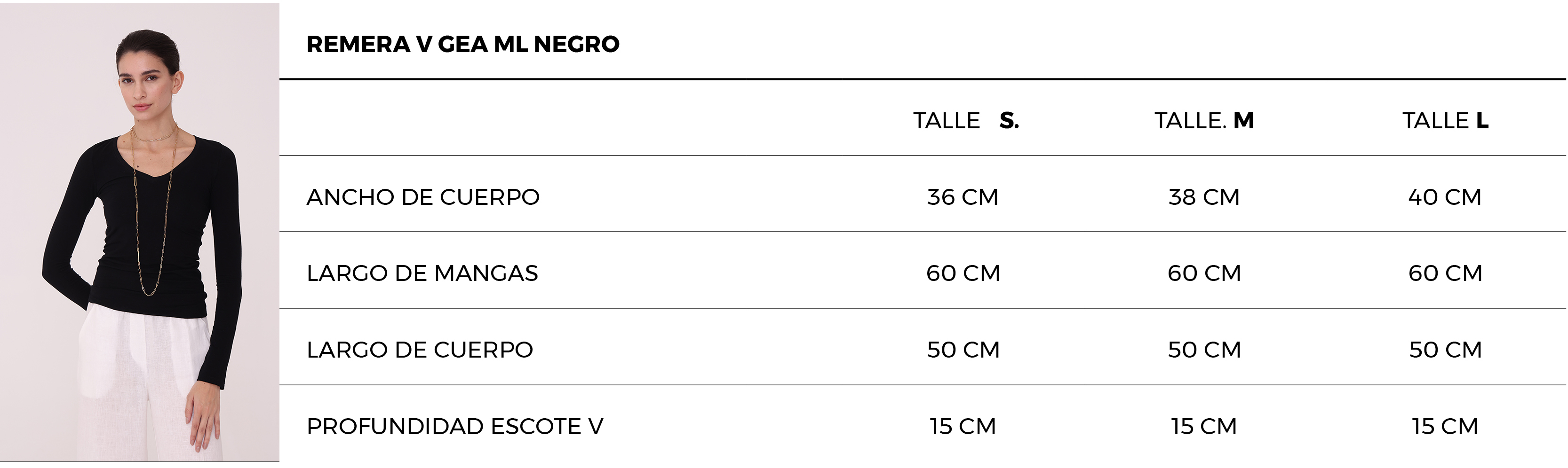 Remera V Gea Ml negra